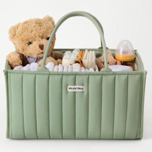 imageBlissful Diary Baby Diaper Caddy Organizer Stylish Storage Basket for Newborn Essentials and Diaper Station Gift for Baby Shower and Registry MustHave Sage GreenSage Green
