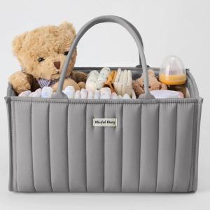 imageBlissful Diary Baby Diaper Caddy Organizer Stylish Storage Basket for Newborn Essentials and Diaper Station Gift for Baby Shower and Registry MustHave Sage GreenLight Gray
