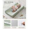 imageBlissful Diary Vegan Leather Baby Changing Pad with Waterproof ampamp WipeClean PU Cover Standard Size Cozy Diaper Changing Pad for Dresser and Table TaupeLight Green