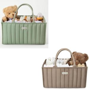 imageBlissful Diary Baby Diaper Caddy Organizer Mocha Brown  Sage Green
