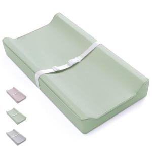 imageBlissful Diary Vegan Leather Baby Changing Pad with Waterproof ampamp WipeClean PU Cover Standard Size Cozy Diaper Changing Pad for Dresser and Table TaupeLight Green
