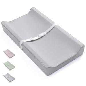 imageBlissful Diary Vegan Leather Baby Changing Pad with Waterproof ampamp WipeClean PU Cover Standard Size Cozy Diaper Changing Pad for Dresser and Table TaupeLight Gray