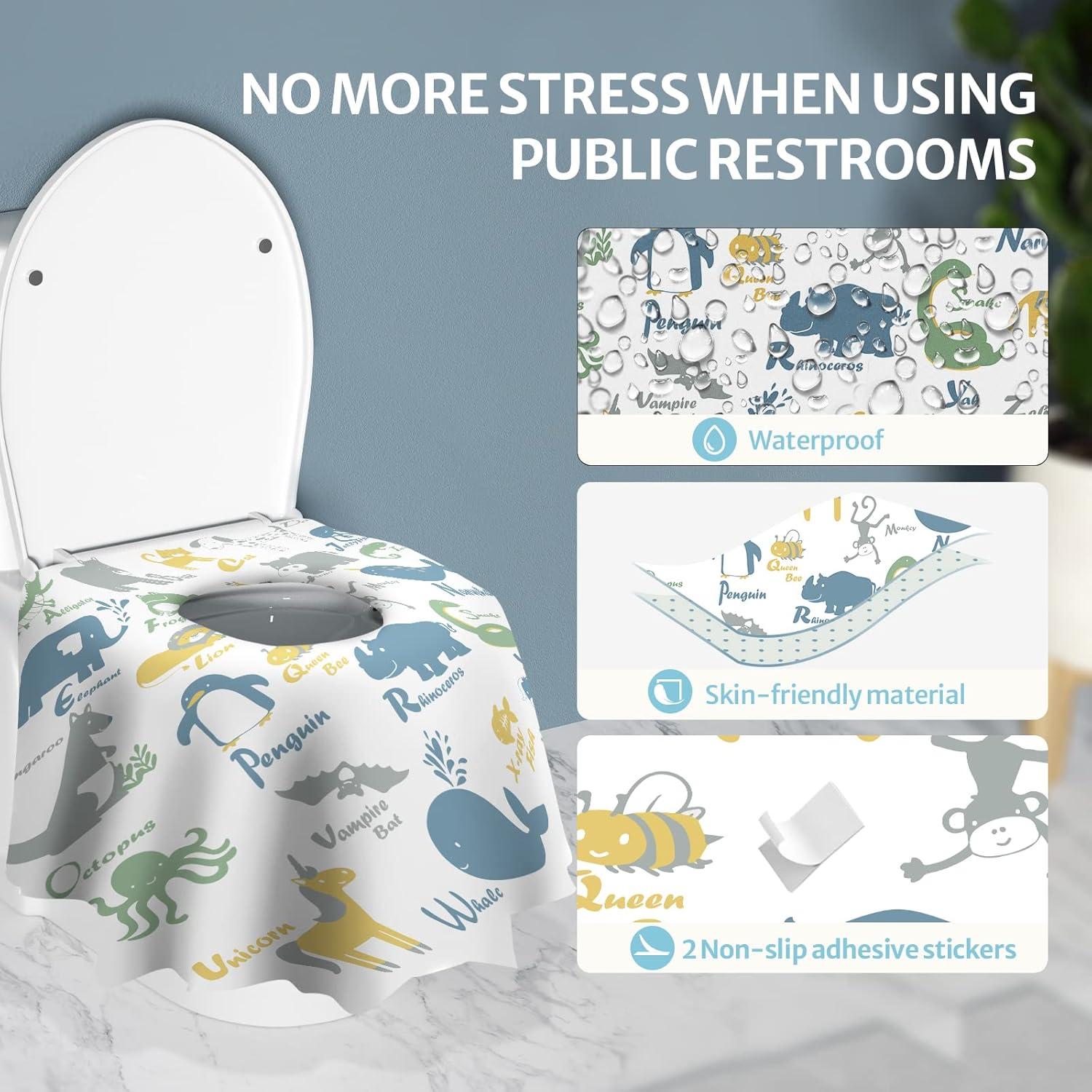 imageBlissful Diary 20 Pcs Toilet Seat Covers Disposable for Toddlers ampamp Adults Extra Large Waterproof Portable Package for Travel Kids Potty TrainingAnimal