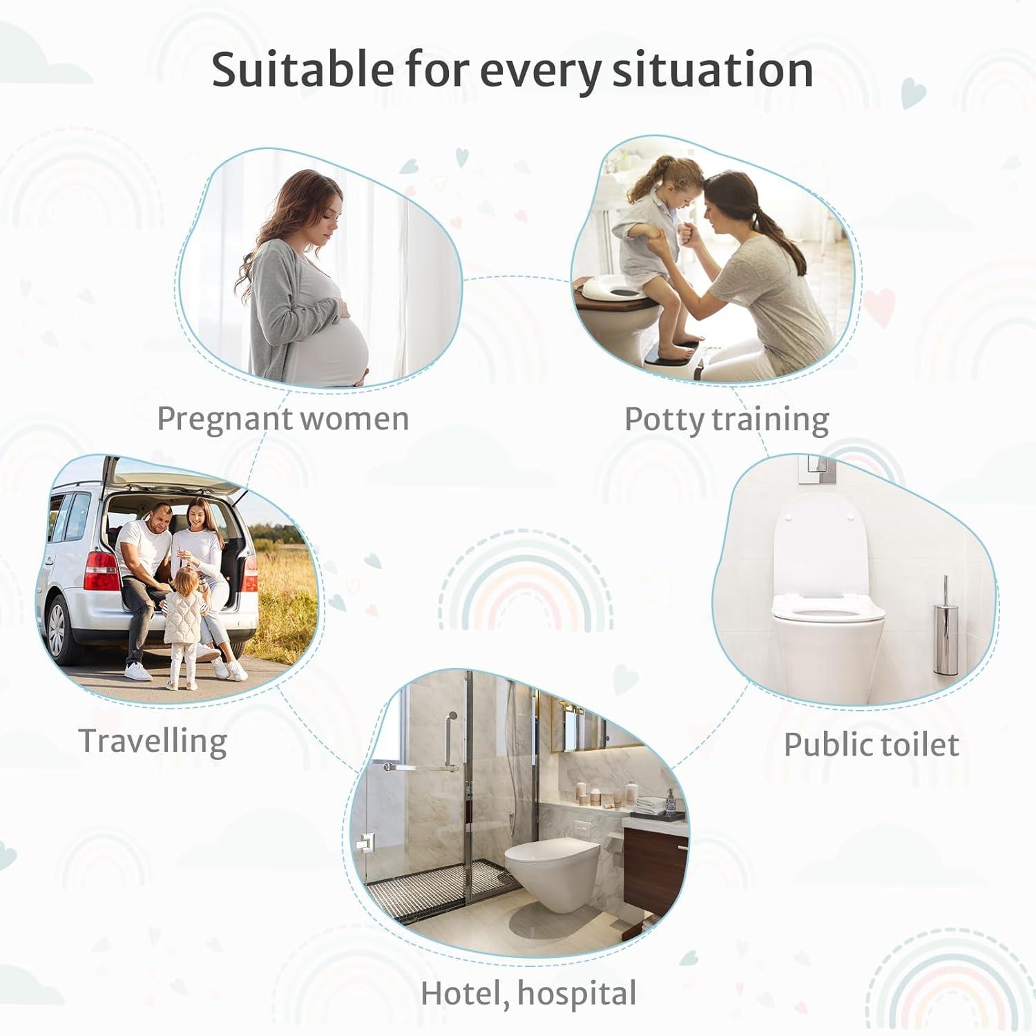 imageBlissful Diary 20 Pcs Toilet Seat Covers Disposable for Toddlers ampamp Adults Extra Large Waterproof Portable Package for Travel Kids Potty TrainingRainbow