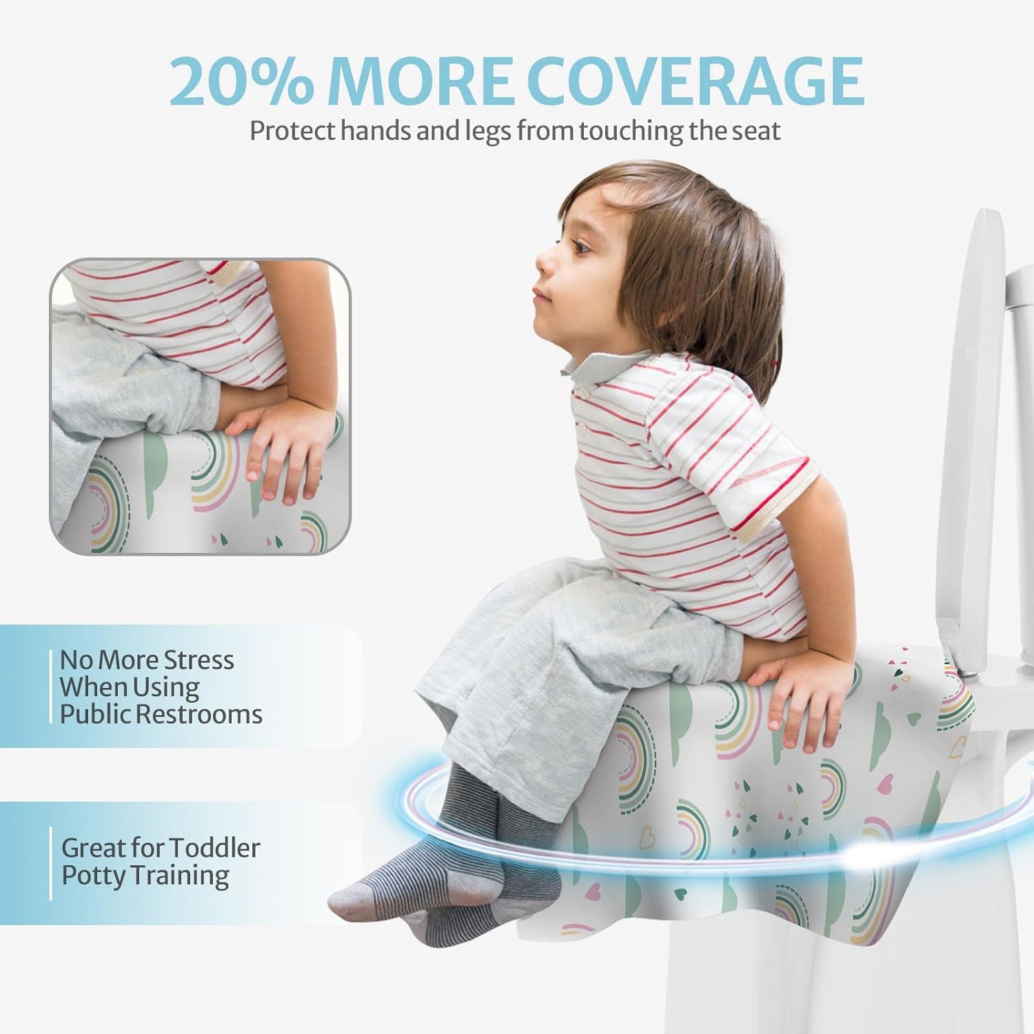 imageBlissful Diary 20 Pcs Toilet Seat Covers Disposable for Toddlers ampamp Adults Extra Large Waterproof Portable Package for Travel Kids Potty TrainingRainbowAnimal