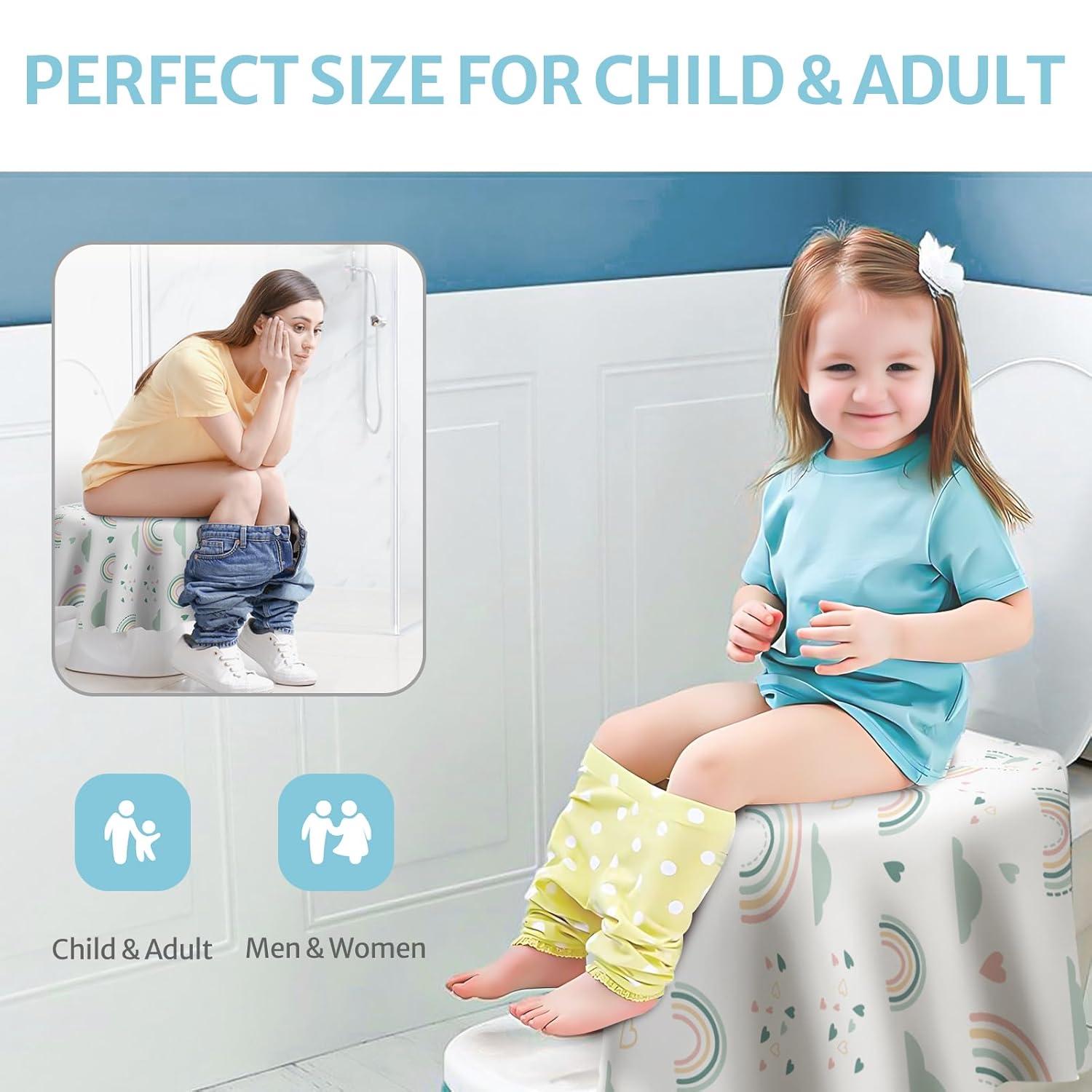 imageBlissful Diary 20 Pcs Toilet Seat Covers Disposable for Toddlers ampamp Adults Extra Large Waterproof Portable Package for Travel Kids Potty TrainingRainbow