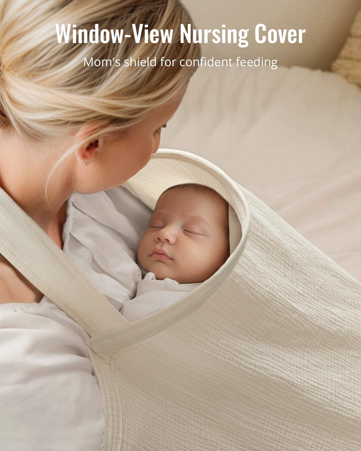 imageBlissful Diary 2in1 Muslin Baby Car Seat Cover Multiuse Nursing Cover for Breastfeeding Breathable Infant Car Seat Cover Canopy  Roman GreenBeige