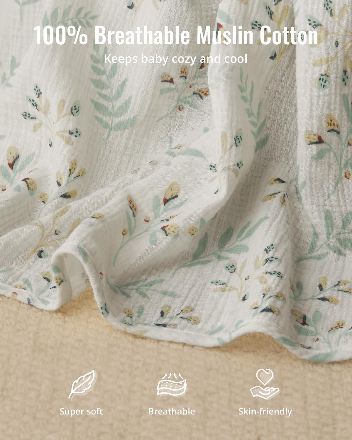 imageBlissful Diary 2in1 Muslin Baby Car Seat Cover Multiuse Nursing Cover for Breastfeeding Breathable Infant Car Seat Cover Canopy  Roman GreenBotanical Leaf