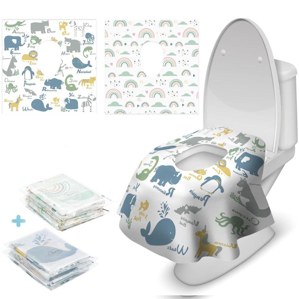 imageBlissful Diary 20 Pcs Toilet Seat Covers Disposable for Toddlers ampamp Adults Extra Large Waterproof Portable Package for Travel Kids Potty TrainingRainbowAnimal