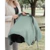 imageBlissful Diary 2in1 Muslin Baby Car Seat Cover Multiuse Nursing Cover for Breastfeeding Breathable Infant Car Seat Cover Canopy  Roman GreenRoman Green