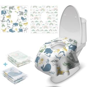 imageBlissful Diary 20 Pcs Toilet Seat Covers Disposable for Toddlers ampamp Adults Extra Large Waterproof Portable Package for Travel Kids Potty TrainingRainbowAnimal