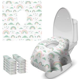 imageBlissful Diary 20 Pcs Toilet Seat Covers Disposable for Toddlers ampamp Adults Extra Large Waterproof Portable Package for Travel Kids Potty TrainingRainbow