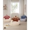 imageBlissful Diary Toddler Chair Comfy Foam Kids Chair with Soft Teddy Plush Toddler Reading Armchair with Cute Rainbow Designs Blush PinkBlue