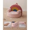 imageBlissful Diary Toddler Chair Comfy Foam Kids Chair with Soft Teddy Plush Toddler Reading Armchair with Cute Rainbow Designs Blush PinkBlush Pink