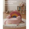 imageBlissful Diary Toddler Chair Comfy Foam Kids Chair with Soft Teddy Plush Toddler Reading Armchair with Cute Rainbow Designs Blush PinkBlush Pink