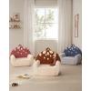 imageBlissful Diary Toddler Chair Comfy Foam Kids Chair with Soft Teddy Plush Toddler Reading Armchair with Cute Rainbow Designs Blush PinkBrown