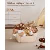 imageBlissful Diary Toddler Chair Comfy Foam Kids Chair with Soft Teddy Plush Toddler Reading Armchair with Cute Rainbow Designs Blush PinkBrown