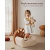 imageBlissful Diary Toddler Chair Comfy Foam Kids Chair with Soft Teddy Plush Toddler Reading Armchair with Cute Rainbow Designs Blush PinkBrown