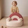 imageBlissful Diary Toddler Chair Comfy Foam Kids Chair with Soft Teddy Plush Toddler Reading Armchair with Cute Rainbow Designs Blush PinkLight Cream