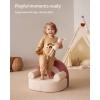 imageBlissful Diary Toddler Chair Comfy Foam Kids Chair with Soft Teddy Plush Toddler Reading Armchair with Cute Rainbow Designs Blush PinkLight Cream