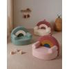 imageBlissful Diary Toddler Chair Comfy Foam Kids Chair with Soft Teddy Plush Toddler Reading Armchair with Cute Rainbow Designs Blush PinkLight Cream