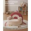 imageBlissful Diary Toddler Chair Comfy Foam Kids Chair with Soft Teddy Plush Toddler Reading Armchair with Cute Rainbow Designs Blush PinkLight Cream