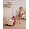 imageBlissful Diary Toddler Chair Comfy Foam Kids Chair with Soft Teddy Plush Toddler Reading Armchair with Cute Rainbow Designs Blush PinkLight Cream