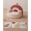 imageBlissful Diary Toddler Chair Comfy Foam Kids Chair with Soft Teddy Plush Toddler Reading Armchair with Cute Rainbow Designs Blush PinkLight Cream