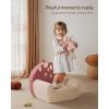 imageBlissful Diary Toddler Chair Comfy Foam Kids Chair with Soft Teddy Plush Toddler Reading Armchair with Cute Rainbow Designs Blush PinkRusty Red