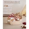 imageBlissful Diary Toddler Chair Comfy Foam Kids Chair with Soft Teddy Plush Toddler Reading Armchair with Cute Rainbow Designs Blush PinkRusty Red