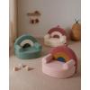 imageBlissful Diary Toddler Chair Comfy Foam Kids Chair with Soft Teddy Plush Toddler Reading Armchair with Cute Rainbow Designs Blush PinkSage Green