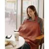 imageBlissful Diary Muslin Nursing Cover for Breastfeeding Breathable Breastfeeding Cover up with Arch Neckline for Women Nursing Apron Brick Red