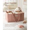 imageBlissful Diary Baby Diaper Caddy Organizer Stylish Storage Basket for Newborn Essentials and Diaper Station Gift for Baby Shower and Registry MustHave Deep GreenBlush Pink