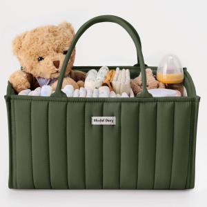 imageBlissful Diary Baby Diaper Caddy Organizer Stylish Storage Basket for Newborn Essentials and Diaper Station Gift for Baby Shower and Registry MustHave Deep GreenDeep Green