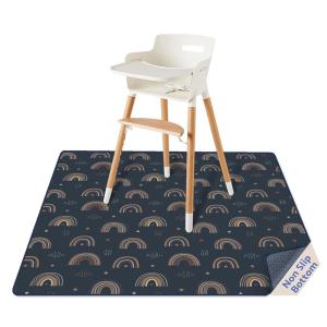 imageBlissful Diary Baby Splat Mat for Under High Chair 504 x 504 Inch Wipeable Splash Mat Waterproof and Washable AntiSlip Floor Protector Boho RainbowRetro Rainbow