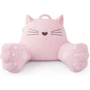 imageBlissful Diary Kitty Reading Pillow for KidsTeensAdults Back Rest Pillow for Sitting Up in Bed with Shredded Memory Foam Includes Arms and Washable Cover PinkPink