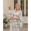imageBlissful Diary Floral Diaper Caddy Organizer Stylish Nursery Storage Basket Gift for Baby Shower Newborn Essentials Floral BeigeSage Leaf
