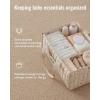 imageBlissful Diary Floral Diaper Caddy Organizer Stylish Nursery Storage Basket Gift for Baby Shower Newborn Essentials Floral BeigeWoodland Cream