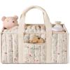 imageBlissful Diary Floral Diaper Caddy Organizer Stylish Nursery Storage Basket Gift for Baby Shower Newborn Essentials Floral BeigeFloral Beige