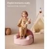 imageBlissful Diary Foldable Toddler Couch 2in1 Comfy Toddler Chair ampamp Lounger for Reading Nap Playroom Kids Couch Sofa for 1 2 3 Year Old Girls Boys Birthday Gift Dark Green ArcletBlush Pink Arc
