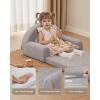 imageBlissful Diary Foldable Toddler Couch 2in1 Comfy Toddler Chair ampamp Lounger for Reading Nap Playroom Kids Couch Sofa for 1 2 3 Year Old Girls Boys Birthday Gift Dark Green ArcletLight Gray Arc