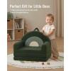 imageBlissful Diary Foldable Toddler Couch 2in1 Comfy Toddler Chair ampamp Lounger for Reading Nap Playroom Kids Couch Sofa for 1 2 3 Year Old Girls Boys Birthday Gift Dark Green ArcletDark Green Arc