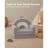 imageBlissful Diary Foldable Toddler Couch 2in1 Comfy Toddler Chair ampamp Lounger for Reading Nap Playroom Kids Couch Sofa for 1 2 3 Year Old Girls Boys Birthday Gift Dark Green ArcletLight Gray Arc