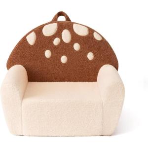 imageBlissful Diary Foldable Toddler Couch 2in1 Comfy Toddler Chair ampamp Lounger for Reading Nap Playroom Kids Couch Sofa for 1 2 3 Year Old Girls Boys Birthday Gift Dark Green ArcletBrown Mushroom