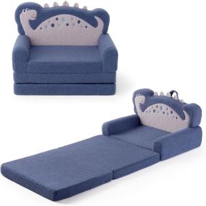 imageBlissful Diary Foldable Toddler Couch 2in1 Comfy Toddler Chair ampamp Lounger for Reading Nap Playroom Kids Couch Sofa for 1 2 3 Year Old Girls Boys Baby Birthday Gift Gray ShellBlue
