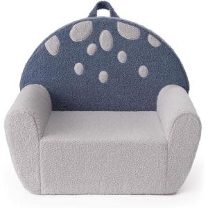 imageBlissful Diary Foldable Toddler Couch 2in1 Comfy Toddler Chair ampamp Lounger for Reading Nap Playroom Kids Couch Sofa for 1 2 3 Year Old Girls Boys Birthday Gift Dark Green ArcletBlue Mushroom
