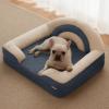 imageBlissful Diary Foam Cat Bed Small Size Washable Pet Bed for Cats and Dogs Soft Teddy Plush with Rainbow Design GreenBlue