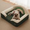 imageBlissful Diary Foam Cat Bed Small Size Washable Pet Bed for Cats and Dogs Soft Teddy Plush with Rainbow Design GreenGreen