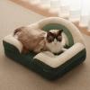 imageBlissful Diary Foam Cat Bed Small Size Washable Pet Bed for Cats and Dogs Soft Teddy Plush with Rainbow Design GreenGreen