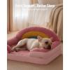 imageBlissful Diary Foam Cat Bed Small Size Washable Pet Bed for Cats and Dogs Soft Teddy Plush with Rainbow Design GreenRusty Red